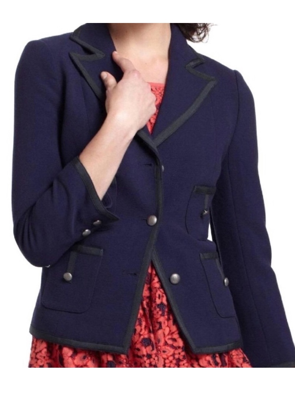 Anthropologie Cartonnier Women’s navy windowpane blazer size 2